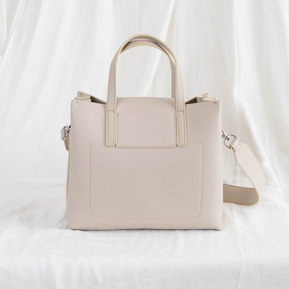 😍The Stella Genuine Leather Satchel Bag - Cream - Picture 6 of 14